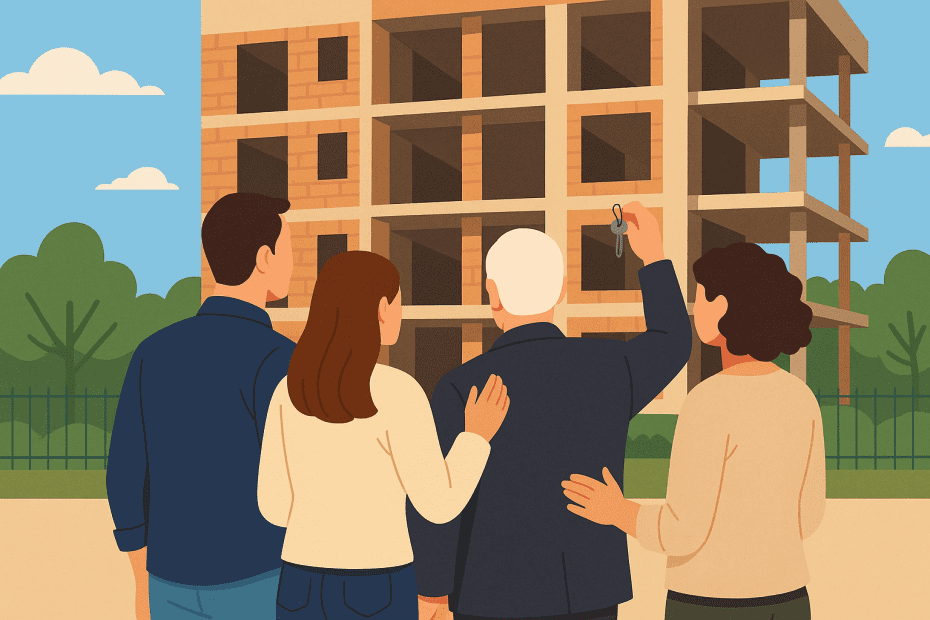 Miras kalan kooperatif hissesi paylaşımı sırasında mirasçıların birlikte karar verme sürecini ve temsil ilişkisini anlatan illüstratif görsel.