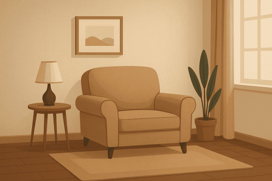 Bir evin içinde duran boş koltuk, fiili ayrılık sebebiyle boşanma davasında ortak yaşamın yeniden kurulamadığını ve eşlerin ayrılığını simgelemektedir